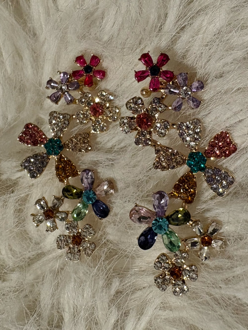 Aratta Multicolor Floral Crystal Cascade Earrings